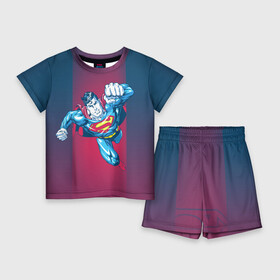 Детский костюм с шортами 3D с принтом Superman ,  |  | Тематика изображения на принте: clark kent | dc comics | justice league | shtatjl | superhero | superman | лига справедливости | супермен