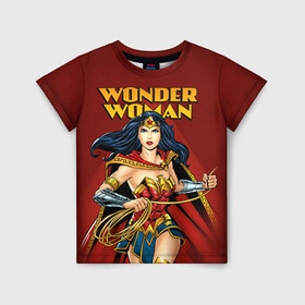 Детская футболка 3D с принтом Wonder Woman , 100% гипоаллергенный полиэфир | прямой крой, круглый вырез горловины, длина до линии бедер, чуть спущенное плечо, ткань немного тянется | dc comics | justice league | shtatjl | superhero | wonder woman | лига справедливости | чудо женщина