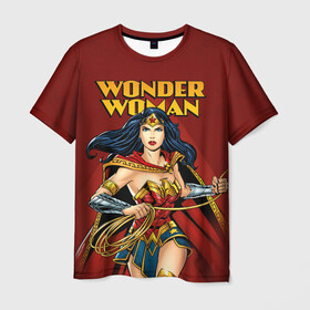 Мужская футболка 3D с принтом Wonder Woman , 100% полиэфир | прямой крой, круглый вырез горловины, длина до линии бедер | dc comics | justice league | shtatjl | superhero | wonder woman | лига справедливости | чудо женщина