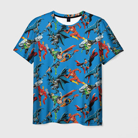 Мужская футболка 3D с принтом Justice League , 100% полиэфир | прямой крой, круглый вырез горловины, длина до линии бедер | batman | bruce wayne | clark kent | dc comics | flash | green lantern | justice league | shtatjl | superhero | superman | бэтмен | зеленый фонарь | лига справедливости | супермен | флэш