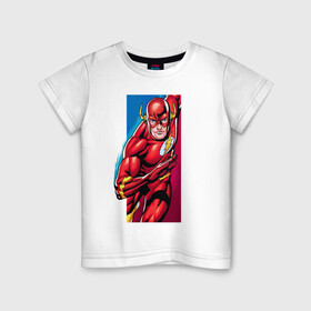 Детская футболка хлопок с принтом Flash, Justice League , 100% хлопок | круглый вырез горловины, полуприлегающий силуэт, длина до линии бедер | Тематика изображения на принте: dc comics | flash | justice league | superhero | лига справедливости | флэш