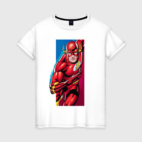 Женская футболка хлопок с принтом Flash, Justice League , 100% хлопок | прямой крой, круглый вырез горловины, длина до линии бедер, слегка спущенное плечо | dc comics | flash | justice league | superhero | лига справедливости | флэш