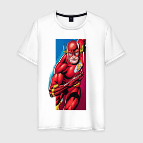 Мужская футболка хлопок с принтом Flash, Justice League , 100% хлопок | прямой крой, круглый вырез горловины, длина до линии бедер, слегка спущенное плечо. | dc comics | flash | justice league | superhero | лига справедливости | флэш