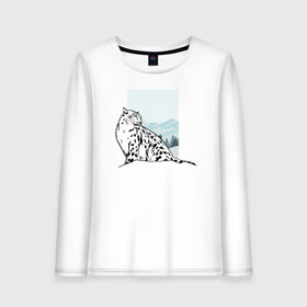 Женский лонгслив хлопок с принтом Снежный Леопард , 100% хлопок |  | leopard | snow | winter | зима | леопард | снег | снежный