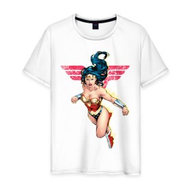 Мужская футболка хлопок с принтом Wonder Woman , 100% хлопок | прямой крой, круглый вырез горловины, длина до линии бедер, слегка спущенное плечо. | dc comics | justice league | shtatjl | superhero | wonder woman | лига справедливости | чудо женщина