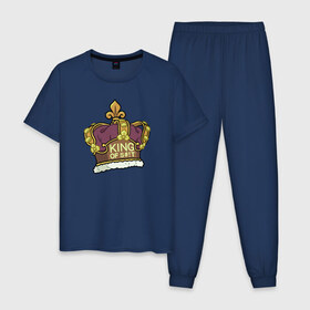 Мужская пижама хлопок с принтом King of S#!T , 100% хлопок | брюки и футболка прямого кроя, без карманов, на брюках мягкая резинка на поясе и по низу штанин
 | 4сезон | rick and morty | мультсериал | рик и морти
