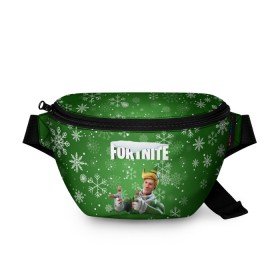 Поясная сумка 3D с принтом FORTNITE НОВОГОДНИЙ. , 100% полиэстер | плотная ткань, ремень с регулируемой длиной, внутри несколько карманов для мелочей, основное отделение и карман с обратной стороны сумки застегиваются на молнию | 2020 | christmas | fortnite | snow | winter | winter is coming | зима близко | игра | новогодний | новый год | новый год 2020 | персонаж | снег | снежинки | фортнайт | фортнайт новогодний