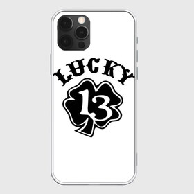 Чехол для iPhone 12 Pro Max с принтом Lucky , Силикон |  | Тематика изображения на принте: 13 | lucky | клевер | надпись | цифры | число