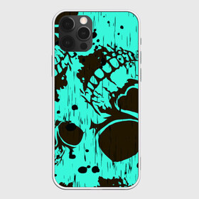 Чехол для iPhone 12 Pro Max с принтом Neon skull , Силикон |  | bones | skull | голубое | неон | череп