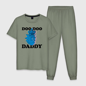 Мужская пижама хлопок с принтом DOO DOO DADDY , 100% хлопок | брюки и футболка прямого кроя, без карманов, на брюках мягкая резинка на поясе и по низу штанин
 | 4сезон | rick and morty | мультсериал | рик и морти