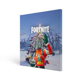 Холст квадратный с принтом Fortnite Новогодний , 100% ПВХ |  | christmas | epic games | fortnite | игры | новый год | рождество | фортнайт