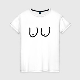 Женская футболка хлопок с принтом Грудь , 100% хлопок | прямой крой, круглый вырез горловины, длина до линии бедер, слегка спущенное плечо | прикол | смешная футболка | юмор
