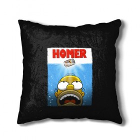 Подушка 3D с принтом Homer , наволочка – 100% полиэстер, наполнитель – холлофайбер (легкий наполнитель, не вызывает аллергию). | состоит из подушки и наволочки. Наволочка на молнии, легко снимается для стирки | bart | beer | family | homer | jaws | lisa | maggie | marge | shark | simpson | simpsons | thesimpsons | акула | барт | гомер | лиза | мардж | мегги | семья | симпсоны | челюсти