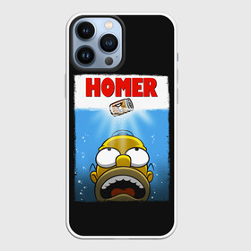 Чехол для iPhone 13 Pro Max с принтом Homer ,  |  | Тематика изображения на принте: bart | beer | family | homer | jaws | lisa | maggie | marge | shark | simpson | simpsons | thesimpsons | акула | барт | гомер | лиза | мардж | мегги | семья | симпсоны | челюсти