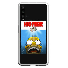 Чехол для Honor 20 с принтом Homer , Силикон | Область печати: задняя сторона чехла, без боковых панелей | bart | beer | family | homer | jaws | lisa | maggie | marge | shark | simpson | simpsons | thesimpsons | акула | барт | гомер | лиза | мардж | мегги | семья | симпсоны | челюсти