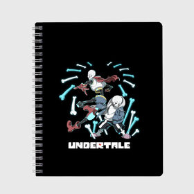 Тетрадь с принтом UNDERTALE , 100% бумага | 48 листов, плотность листов — 60 г/м2, плотность картонной обложки — 250 г/м2. Листы скреплены сбоку удобной пружинной спиралью. Уголки страниц и обложки скругленные. Цвет линий — светло-серый
 | sans | undertale | андертале | андертейл | игра | подземная история | подземная сказка | санс | ундертале | фриск | чара