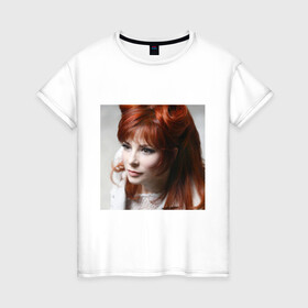 Женская футболка хлопок с принтом Mylene Farmer , 100% хлопок | прямой крой, круглый вырез горловины, длина до линии бедер, слегка спущенное плечо | певица