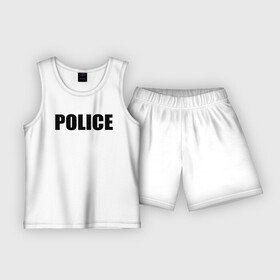 Детская пижама с шортами хлопок с принтом Police ,  |  | police | мвд | милиция | оперуполномоченный | патруль | правоохранительный орган | россии | рф | силовые структуры