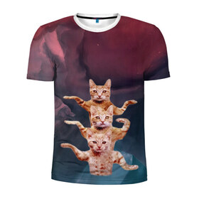 Мужская футболка 3D спортивная с принтом Танцующие коты , 100% полиэстер с улучшенными характеристиками | приталенный силуэт, круглая горловина, широкие плечи, сужается к линии бедра | cats | забавный | котики | коты | мем | прикол | смешная | танцующие коты