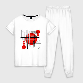 Женская пижама хлопок с принтом JAPAN , 100% хлопок | брюки и футболка прямого кроя, без карманов, на брюках мягкая резинка на поясе и по низу штанин | абстракция | будущее | геометрия | город | жизнь | япония