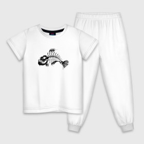 Детская пижама хлопок с принтом Скелет Рыбы , 100% хлопок |  брюки и футболка прямого кроя, без карманов, на брюках мягкая резинка на поясе и по низу штанин
 | 