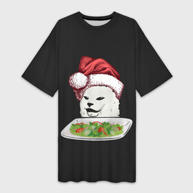 Платье-футболка 3D с принтом Woman Yelling at Cat ,  |  | cat | cats | christmas | mem | meme | memes | new year | xmas | женщина | кот | кричит | мем | мемы | на кота | новый год | рождество