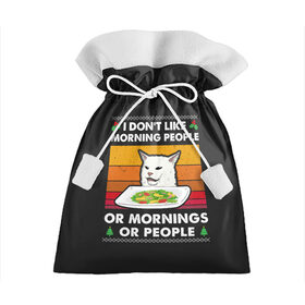 Подарочный 3D мешок с принтом Woman Yelling at Cat , 100% полиэстер | Размер: 29*39 см | cat | cats | christmas | mem | meme | memes | new year | xmas | вязаный | женщина | кот | кричит | мем | мемы | на кота | новый год | рождество | свитер