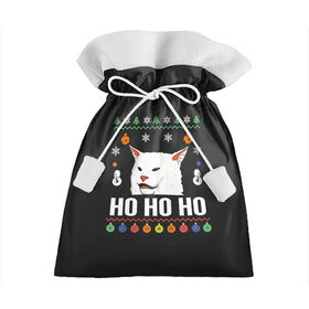 Подарочный 3D мешок с принтом Woman Yelling at Cat , 100% полиэстер | Размер: 29*39 см | cat | cats | christmas | mem | meme | memes | new year | xmas | вязаный | женщина | кот | кричит | мем | мемы | на кота | новый год | рождество | свитер