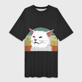 Платье-футболка 3D с принтом Woman Yelling at Cat ,  |  | cat | cats | mem | meme | memes | женщина | кот | кричит | мем | мемы | на кота