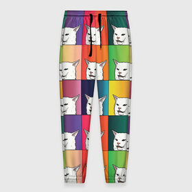 Мужские брюки 3D с принтом Woman Yelling at Cat , 100% полиэстер | манжеты по низу, эластичный пояс регулируется шнурком, по бокам два кармана без застежек, внутренняя часть кармана из мелкой сетки | cat | cats | christmas | mem | meme | memes | new year | xmas | женщина | кот | кричит | мем | мемы | на кота | новый год | рождество