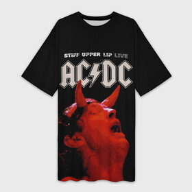 Платье-футболка 3D с принтом AC DC ,  |  | ac | ac dc | dc | music | rock | музыка | рок