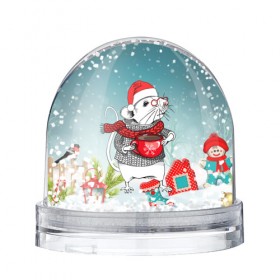Снежный шар с принтом Милая мышка с горячим какао , Пластик | Изображение внутри шара печатается на глянцевой фотобумаге с двух сторон | 