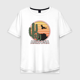 Мужская футболка хлопок Oversize с принтом Аризона , 100% хлопок | свободный крой, круглый ворот, “спинка” длиннее передней части | arizona | горы | пустыня | сша | туризм