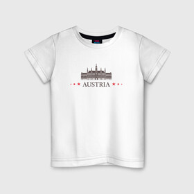 Детская футболка хлопок с принтом Австрия , 100% хлопок | круглый вырез горловины, полуприлегающий силуэт, длина до линии бедер | вена | достопримечательность | ратуша | страна