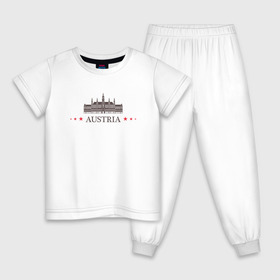 Детская пижама хлопок с принтом Австрия , 100% хлопок |  брюки и футболка прямого кроя, без карманов, на брюках мягкая резинка на поясе и по низу штанин
 | вена | достопримечательность | ратуша | страна