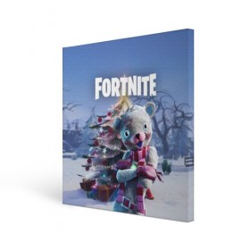 Холст квадратный с принтом Fortnite Новогодний , 100% ПВХ |  | christmas | epic games | fortnite | игры | новый год | рождество | фортнайт