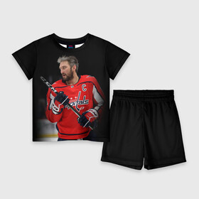 Детский костюм с шортами 3D с принтом Александр Овечкин ,  |  | capitals | hockey | nhl | ovechkin | washington | washington capitals | александр овечкин | вашингтон | вашингтон кэпиталз | кэпиталз | нхл | овечкин | хоккей