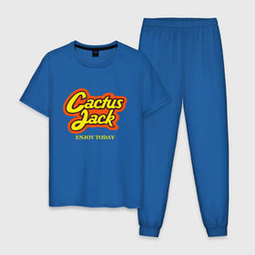 Мужская пижама хлопок с принтом Cactus Jack , 100% хлопок | брюки и футболка прямого кроя, без карманов, на брюках мягкая резинка на поясе и по низу штанин
 | reeses puffs | travis scott | джэк | кактус | трэвис скотт