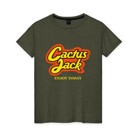 Женская футболка хлопок с принтом Cactus Jack , 100% хлопок | прямой крой, круглый вырез горловины, длина до линии бедер, слегка спущенное плечо | reeses puffs | travis scott | джэк | кактус | трэвис скотт