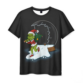 Мужская футболка 3D с принтом The Grinch , 100% полиэфир | прямой крой, круглый вырез горловины, длина до линии бедер | 