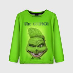 Детский лонгслив 3D с принтом Grinch Face , 100% полиэстер | длинные рукава, круглый вырез горловины, полуприлегающий силуэт
 | Тематика изображения на принте: christmas | claus | grinch stole | how the | jingle | merry | santa | гринч | гуманоид | диккенс | ктоград | олени | рождество | снежинки | чарльз