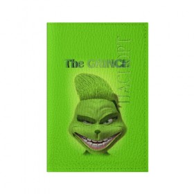 Обложка для паспорта матовая кожа с принтом Grinch Face , натуральная матовая кожа | размер 19,3 х 13,7 см; прозрачные пластиковые крепления | christmas | claus | grinch stole | how the | jingle | merry | santa | гринч | гуманоид | диккенс | ктоград | олени | рождество | снежинки | чарльз