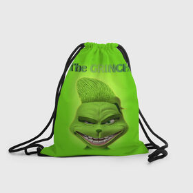 Рюкзак-мешок 3D с принтом Grinch Face , 100% полиэстер | плотность ткани — 200 г/м2, размер — 35 х 45 см; лямки — толстые шнурки, застежка на шнуровке, без карманов и подкладки | Тематика изображения на принте: christmas | claus | grinch stole | how the | jingle | merry | santa | гринч | гуманоид | диккенс | ктоград | олени | рождество | снежинки | чарльз