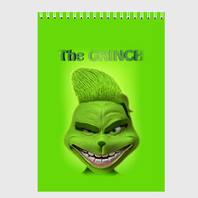 Скетчбук с принтом Grinch Face , 100% бумага
 | 48 листов, плотность листов — 100 г/м2, плотность картонной обложки — 250 г/м2. Листы скреплены сверху удобной пружинной спиралью | christmas | claus | grinch stole | how the | jingle | merry | santa | гринч | гуманоид | диккенс | ктоград | олени | рождество | снежинки | чарльз