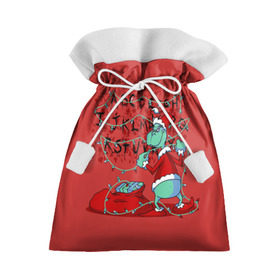 Подарочный 3D мешок с принтом Гринч , 100% полиэстер | Размер: 29*39 см | christmas | claus | grinch stole | how the | jingle | merry | santa | гринч | гуманоид | диккенс | ктоград | олени | рождество | снежинки | чарльз