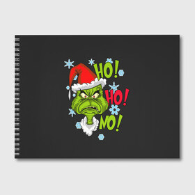 Альбом для рисования с принтом Grinch Face No! No! No! , 100% бумага
 | матовая бумага, плотность 200 мг. | christmas | claus | grinch stole | how the | jingle | merry | santa | гринч | гуманоид | диккенс | ктоград | олени | рождество | снежинки | чарльз