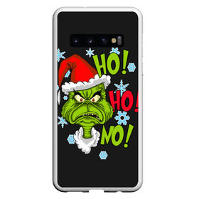 Чехол для Samsung Galaxy S10 с принтом Grinch Face No! No! No! , Силикон | Область печати: задняя сторона чехла, без боковых панелей | christmas | claus | grinch stole | how the | jingle | merry | santa | гринч | гуманоид | диккенс | ктоград | олени | рождество | снежинки | чарльз