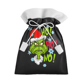 Подарочный 3D мешок с принтом Grinch Face No! No! No! , 100% полиэстер | Размер: 29*39 см | christmas | claus | grinch stole | how the | jingle | merry | santa | гринч | гуманоид | диккенс | ктоград | олени | рождество | снежинки | чарльз