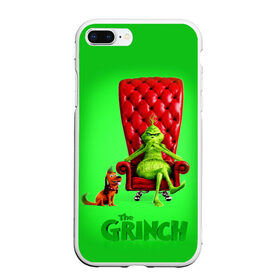 Чехол для iPhone 7Plus/8 Plus матовый с принтом The Grinch , Силикон | Область печати: задняя сторона чехла, без боковых панелей | Тематика изображения на принте: christmas | claus | grinch stole | how the | jingle | merry | santa | гринч | гуманоид | диккенс | ктоград | олени | рождество | снежинки | чарльз