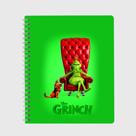 Тетрадь с принтом The Grinch , 100% бумага | 48 листов, плотность листов — 60 г/м2, плотность картонной обложки — 250 г/м2. Листы скреплены сбоку удобной пружинной спиралью. Уголки страниц и обложки скругленные. Цвет линий — светло-серый
 | Тематика изображения на принте: christmas | claus | grinch stole | how the | jingle | merry | santa | гринч | гуманоид | диккенс | ктоград | олени | рождество | снежинки | чарльз